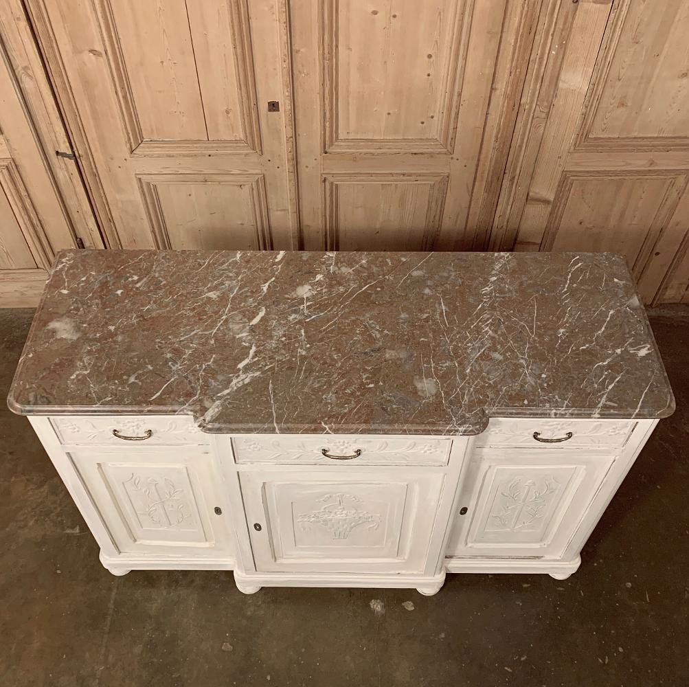 Antique French Louis XVI Painted Marble-Top Buffet 8