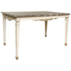 Antique French Louis XVI Painted Marble Top Coffee Table