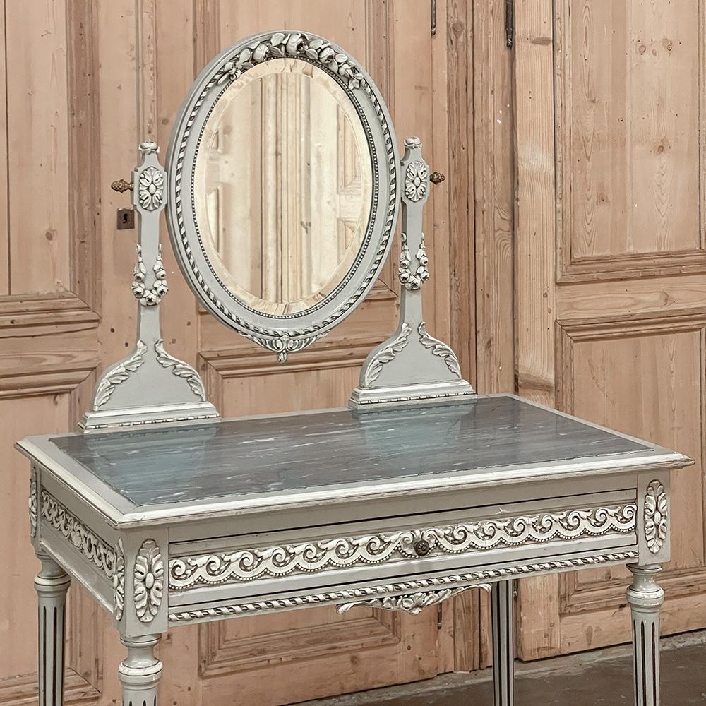 Antique French Louis XVI Painted Marble Top Vanity For Sale 3