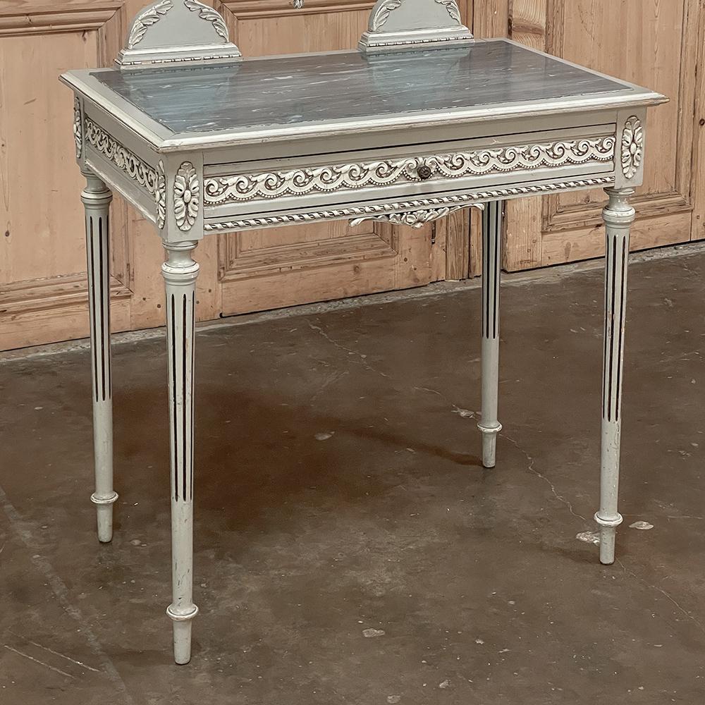 Antique French Louis XVI Painted Marble Top Vanity For Sale 4