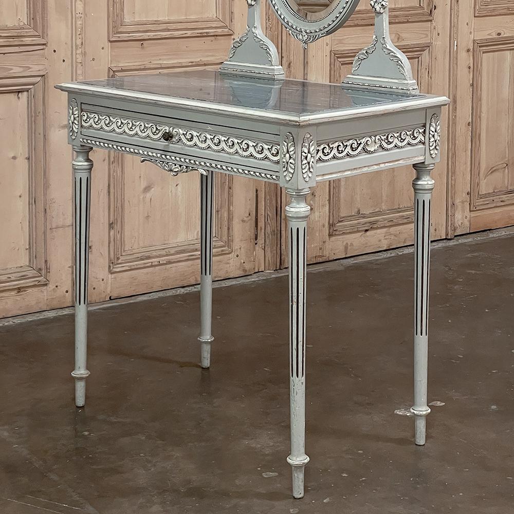 Antique French Louis XVI Painted Marble Top Vanity For Sale 7