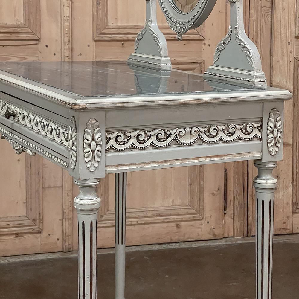 Antique French Louis XVI Painted Marble Top Vanity For Sale 8