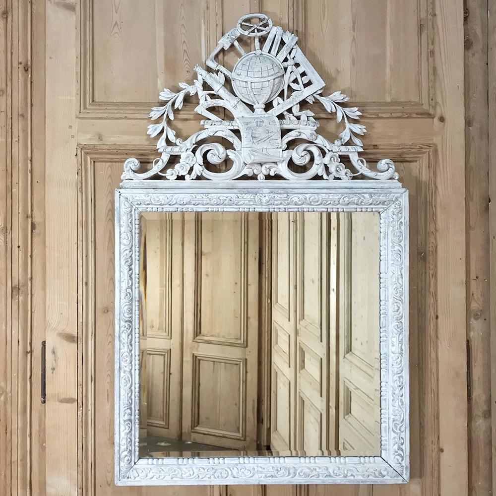 Antique French Louis XVI Painted Mirror In Good Condition For Sale In Dallas, TX