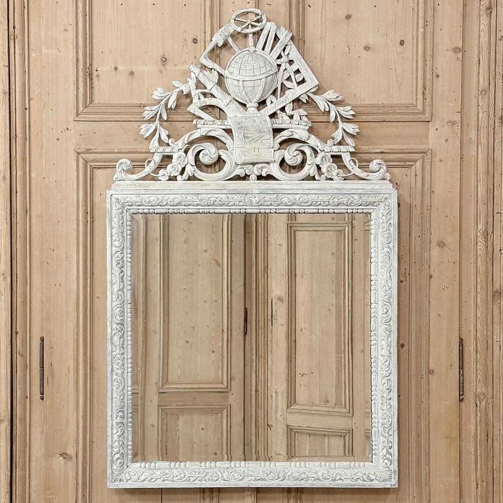 Antique French Louis XVI Painted Mirror In Good Condition For Sale In Dallas, TX
