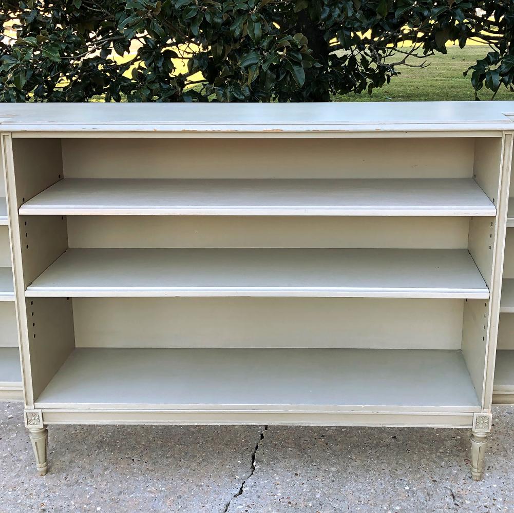 Antique French Louis XVI Painted Shallow Bookcase In Good Condition In Dallas, TX