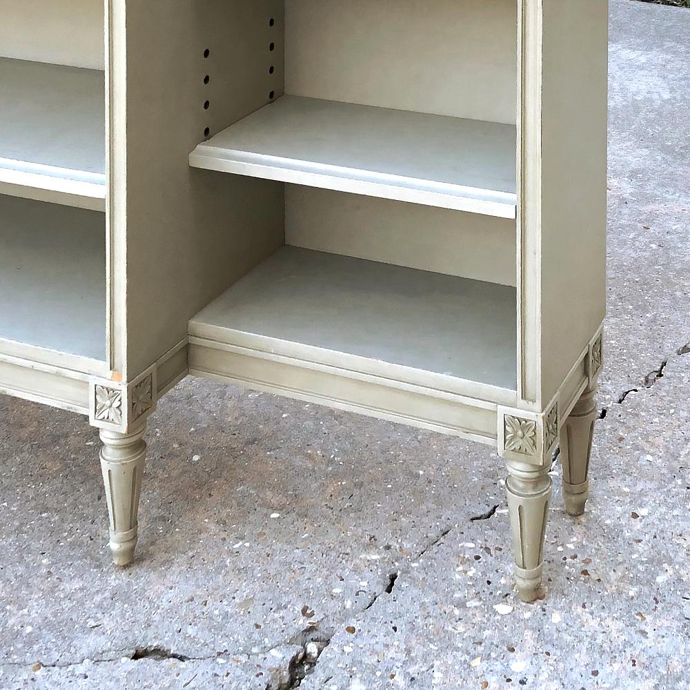 Wood Antique French Louis XVI Painted Shallow Bookcase