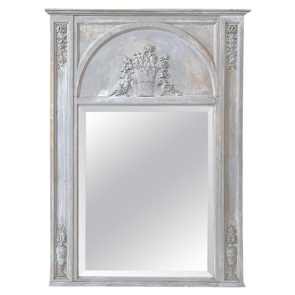 Antique French Louis XVI Painted Trumeau Mirror