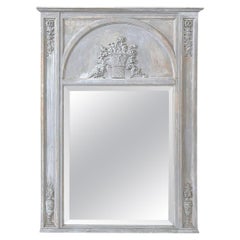 Antique French Louis XVI Painted Trumeau Mirror