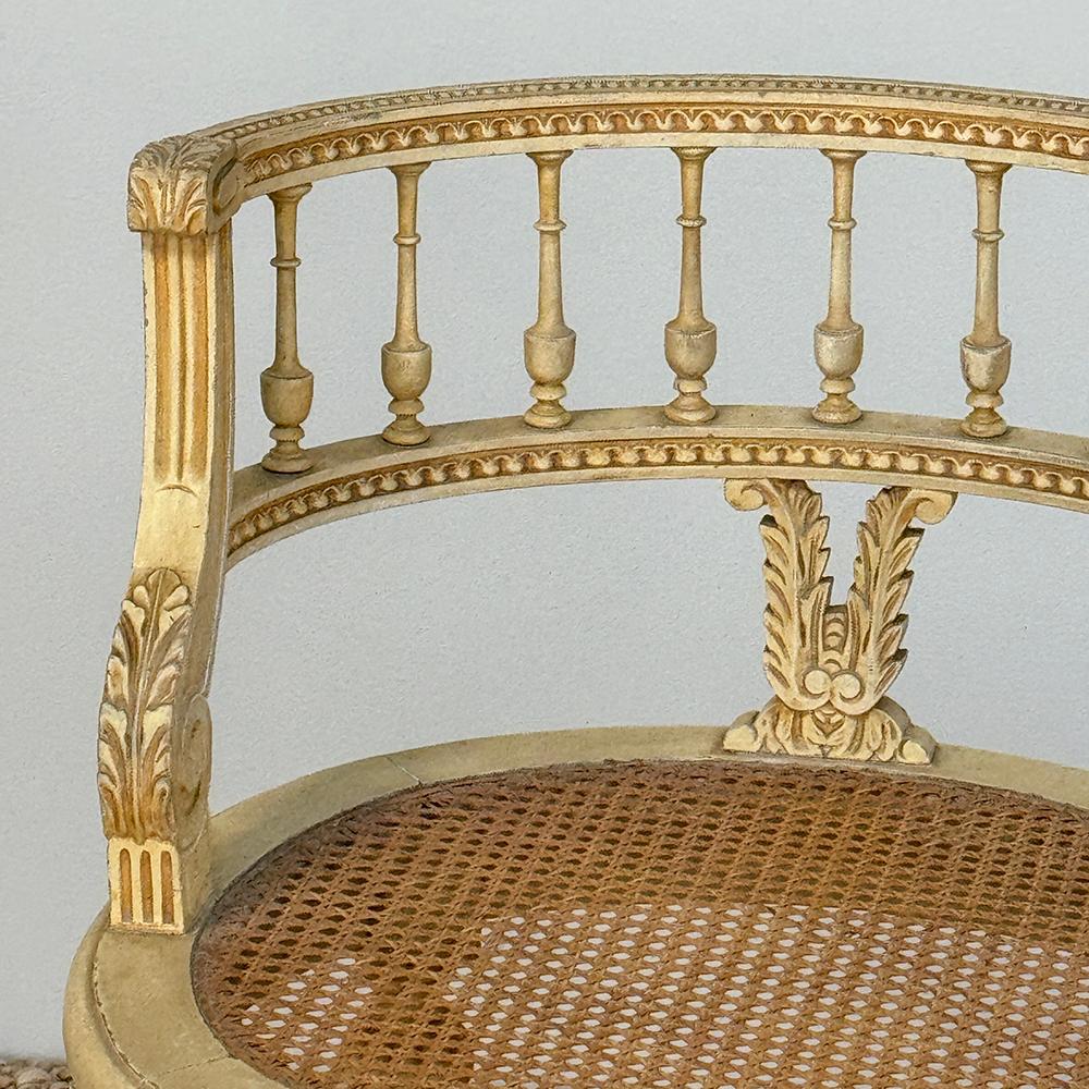 Antiker französischer Louis XVI bemalter Eitelkeitsstuhl mit Gehstock im Angebot 3