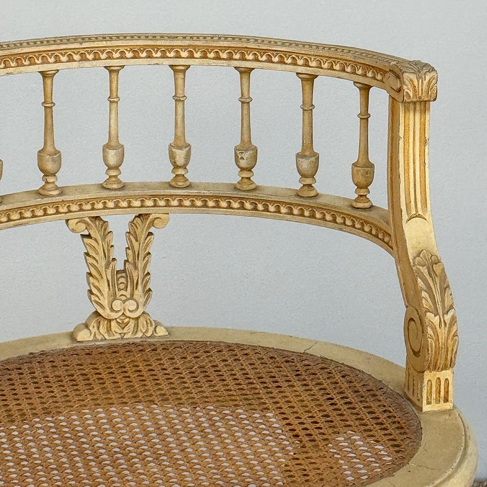 Antiker französischer Louis XVI bemalter Eitelkeitsstuhl mit Gehstock im Angebot 4