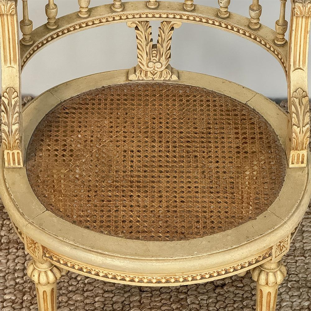 Antiker französischer Louis XVI bemalter Eitelkeitsstuhl mit Gehstock im Angebot 5