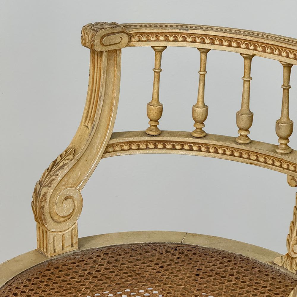 Antiker französischer Louis XVI bemalter Eitelkeitsstuhl mit Gehstock im Angebot 7