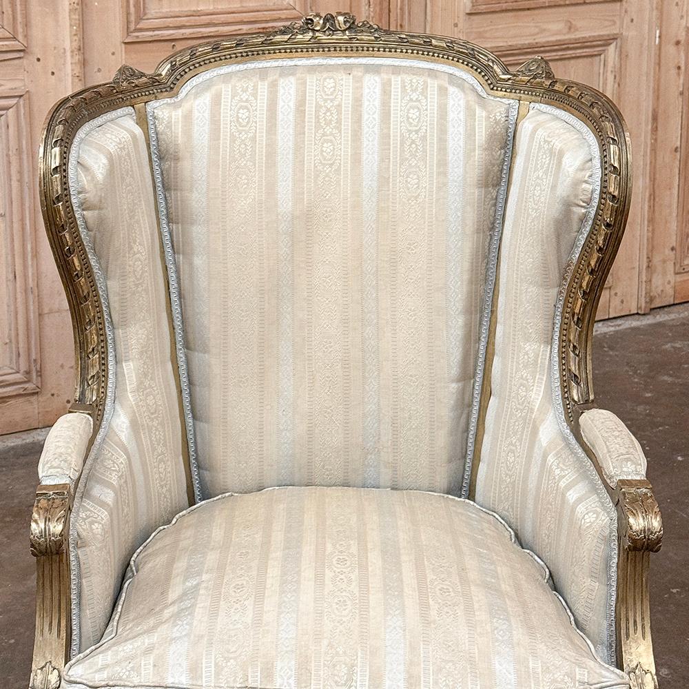 Antique French Louis XVI Painted Wingback Bergere ~ Armchair For Sale 4