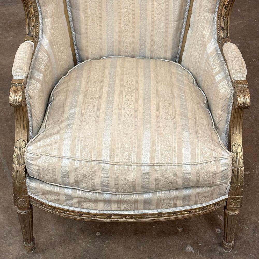 Antique French Louis XVI Painted Wingback Bergere ~ Armchair For Sale 5