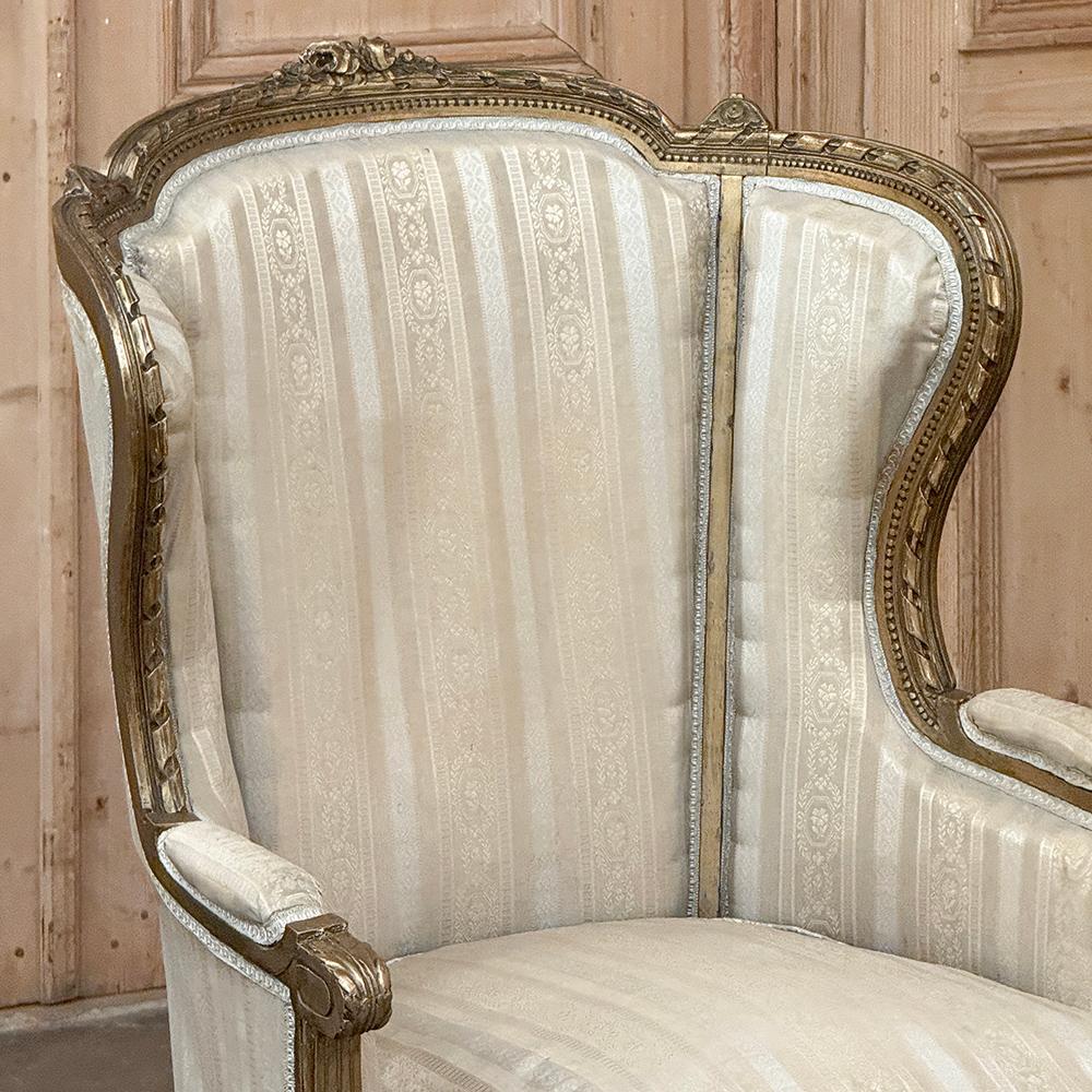 Antique French Louis XVI Painted Wingback Bergere ~ Armchair For Sale 7