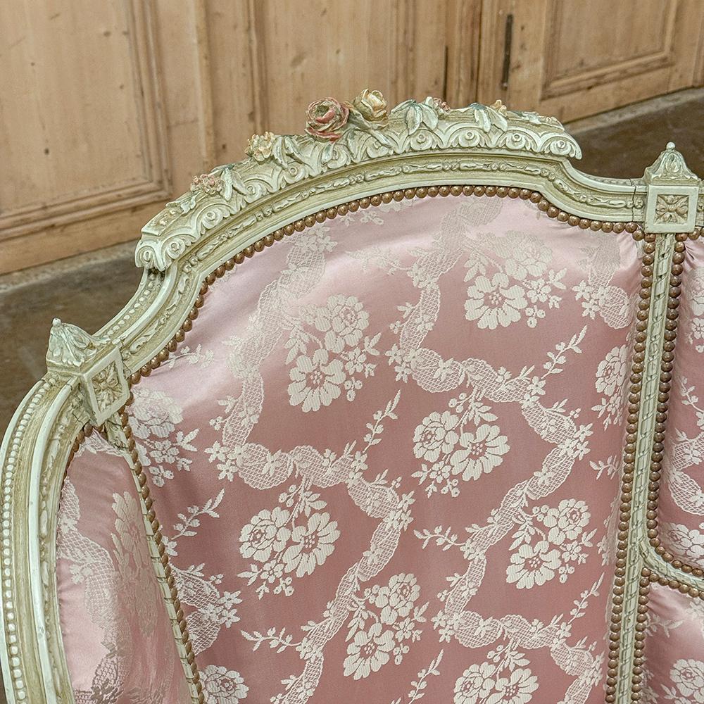 Antique French Louis XVI Painted Wingback Bergere ~ Armchair For Sale 7