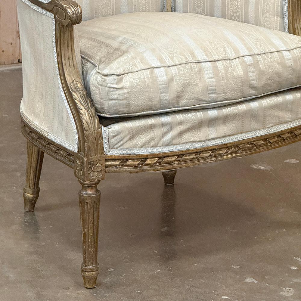 Antique French Louis XVI Painted Wingback Bergere ~ Armchair For Sale 8