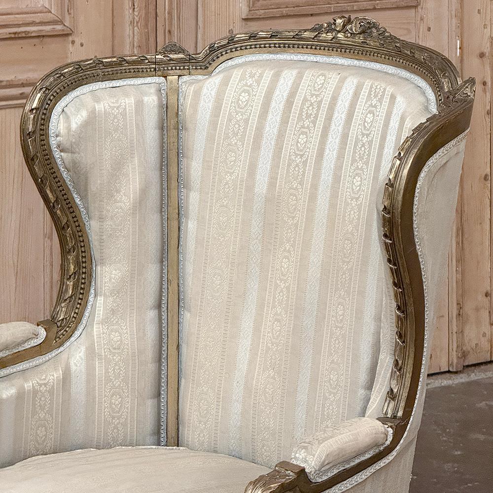 Antique French Louis XVI Painted Wingback Bergere ~ Armchair For Sale 9