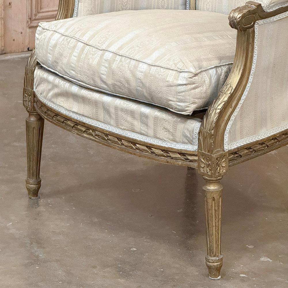Antique French Louis XVI Painted Wingback Bergere ~ Armchair For Sale 10