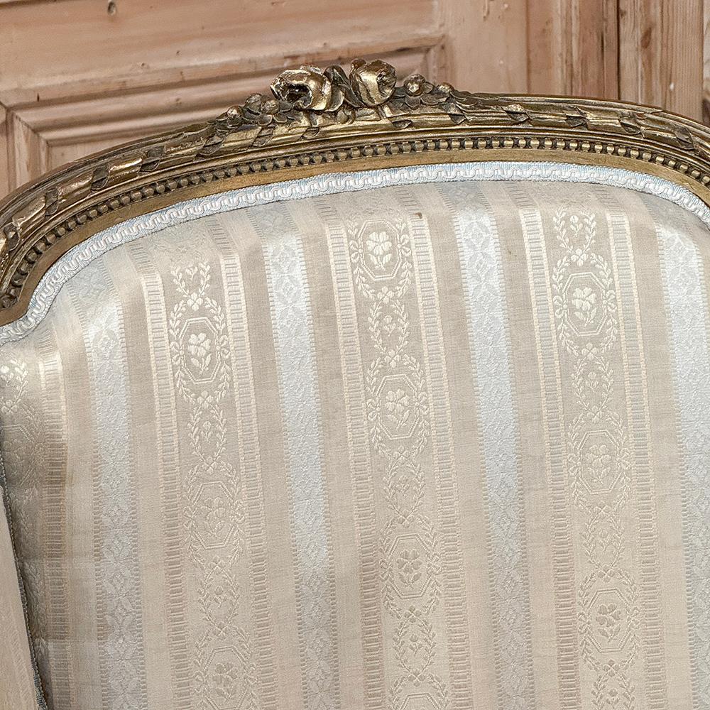 Antique French Louis XVI Painted Wingback Bergere ~ Armchair For Sale 11