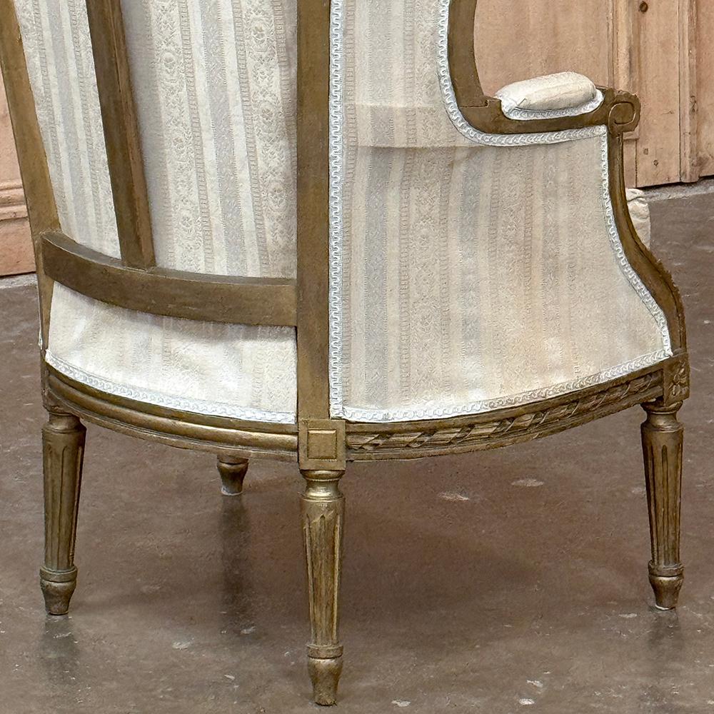 Antique French Louis XVI Painted Wingback Bergere ~ Armchair For Sale 12