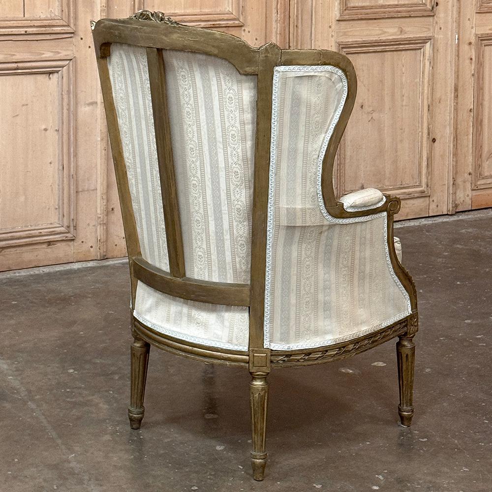 Antique French Louis XVI Painted Wingback Bergere ~ Armchair For Sale 1