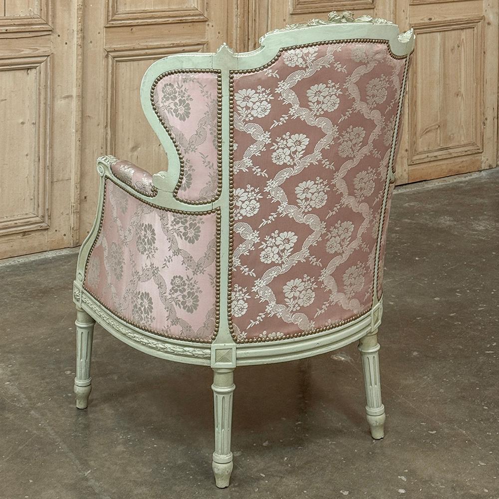 Antique French Louis XVI Painted Wingback Bergere ~ Armchair For Sale 1