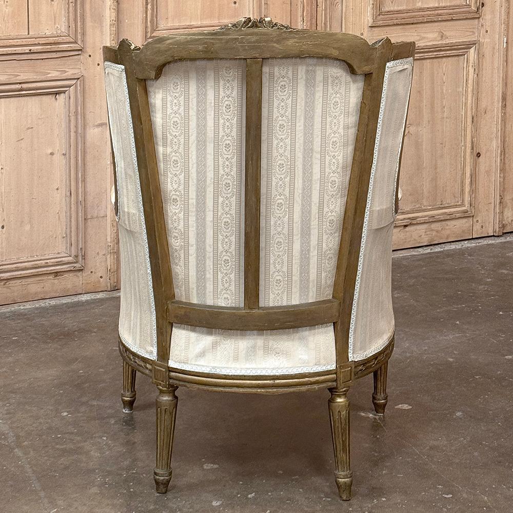 Antique French Louis XVI Painted Wingback Bergere ~ Armchair For Sale 3