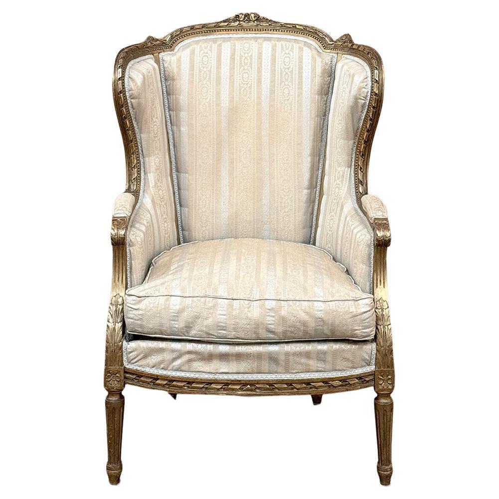 Antique French Louis XVI Painted Wingback Bergere ~ Armchair