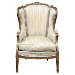Antiker französischer Louis XVI bemalter Wingback Bergere ~ Sessel