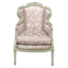 Antique French Louis XVI Painted Wingback Bergere ~ Sillón