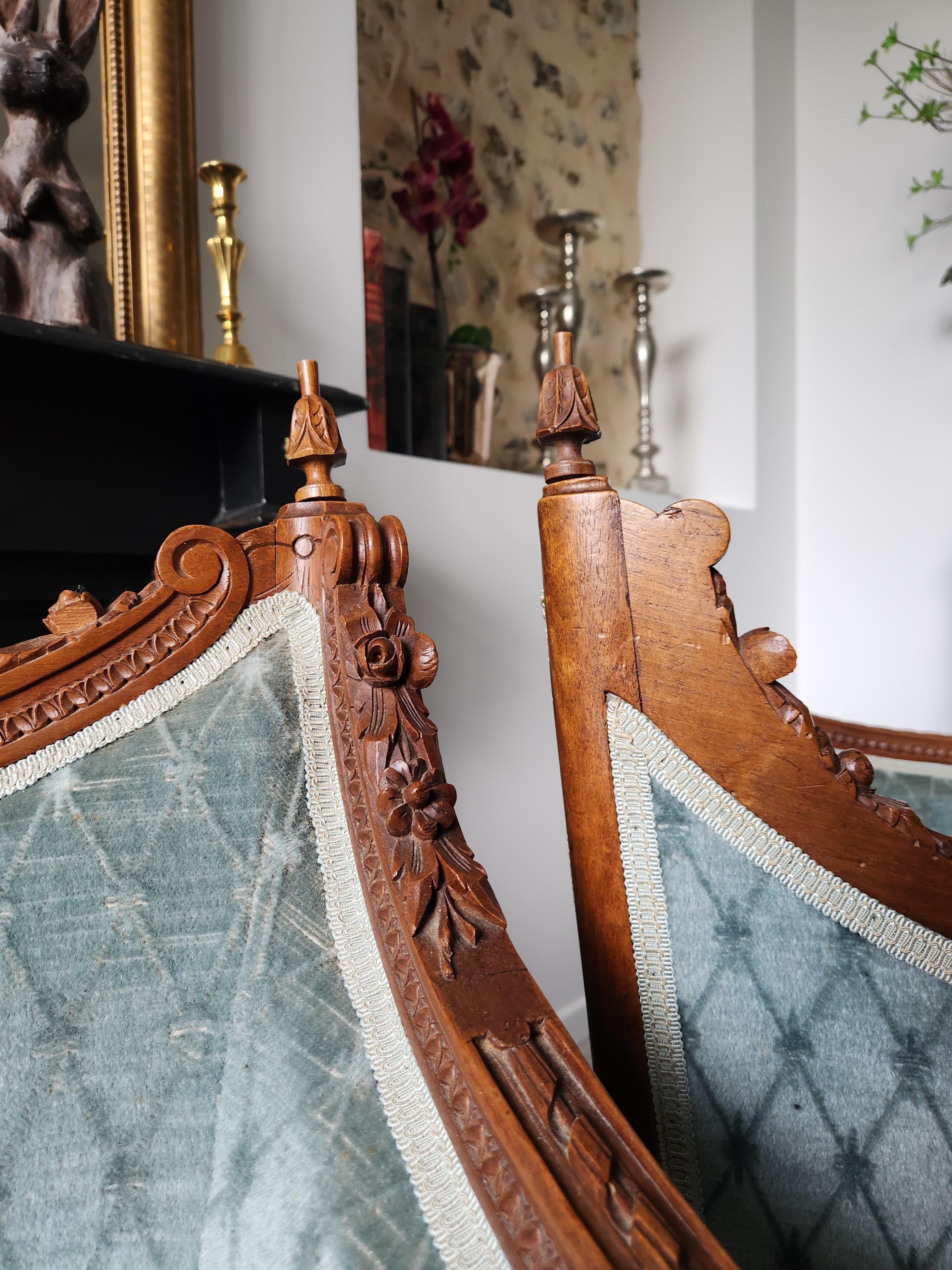Antique French Louis XVI Pair Of Armchair, 19th Century For Sale 4