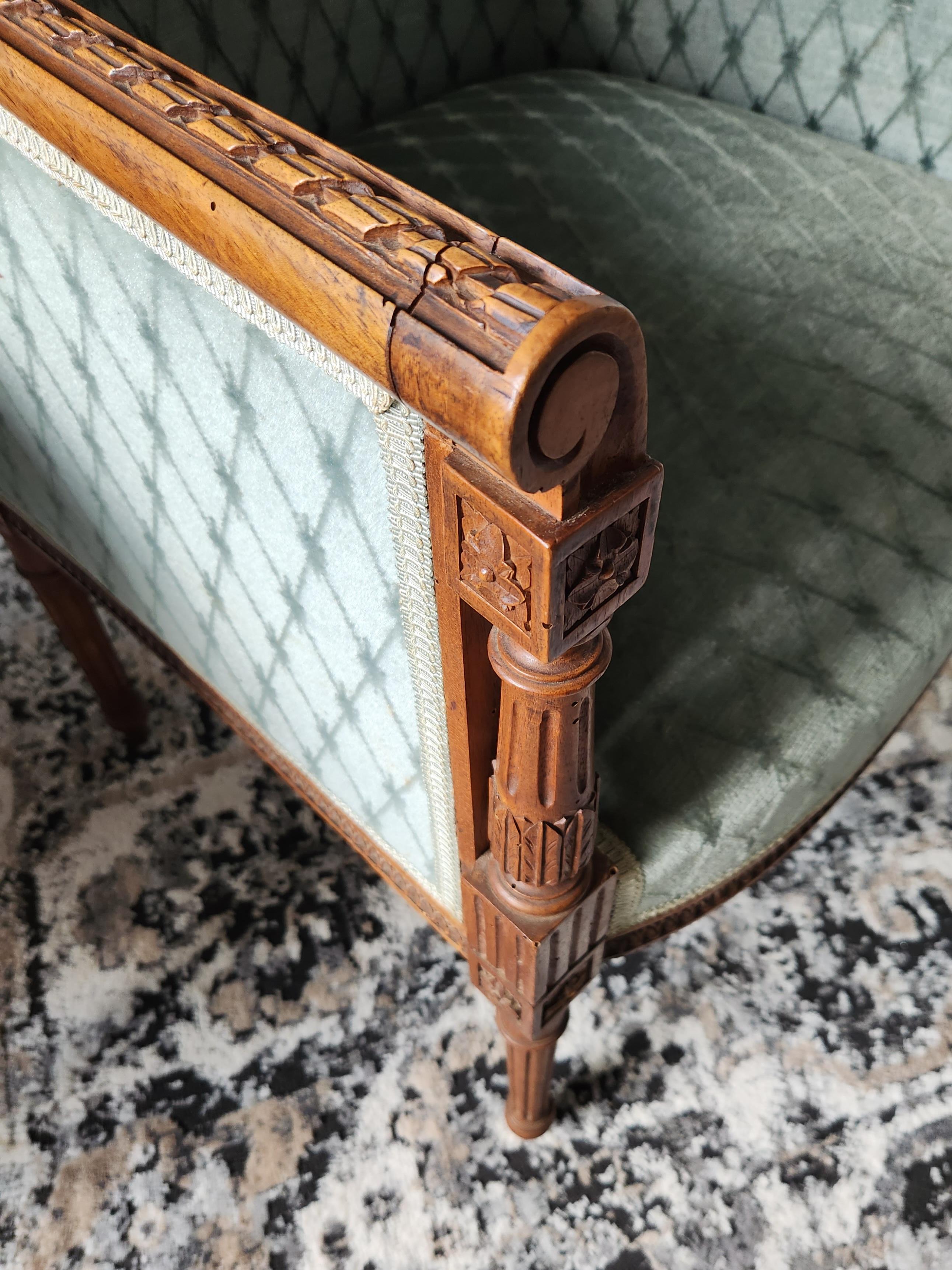 Antique French Louis XVI Pair Of Armchair, 19th Century For Sale 5