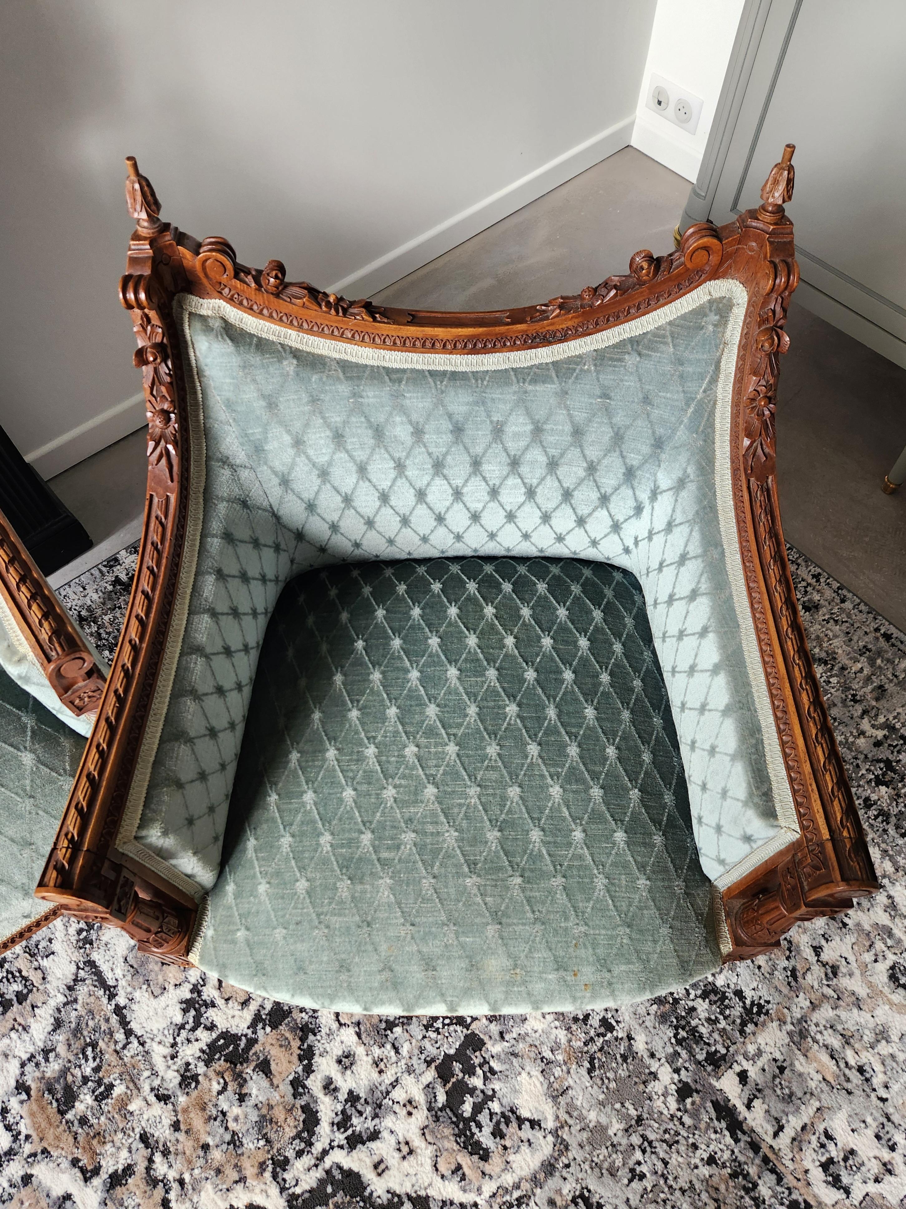 Antique French Louis XVI Pair Of Armchair, 19th Century For Sale 6