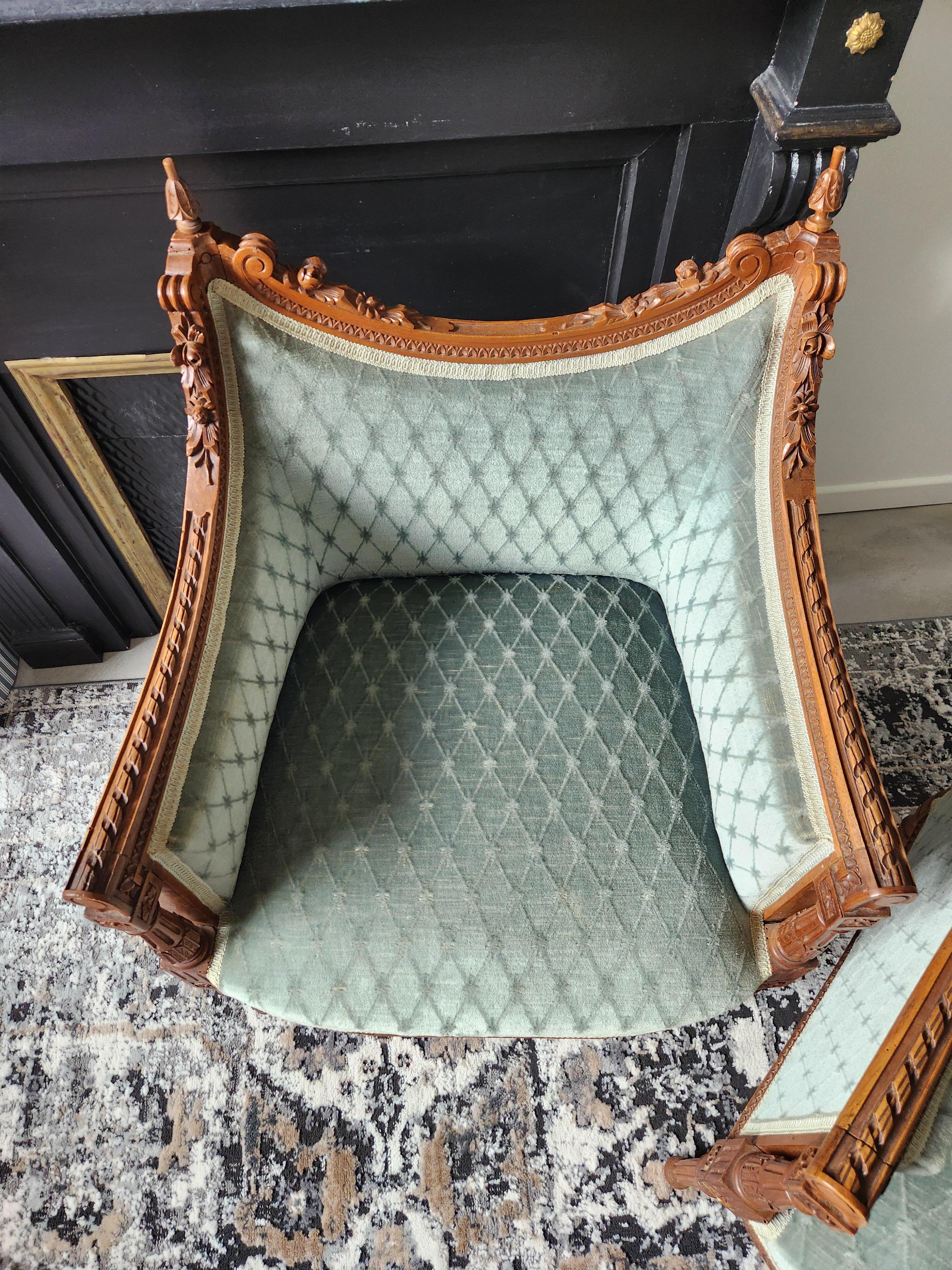 Antique French Louis XVI Pair Of Armchair, 19th Century For Sale 7