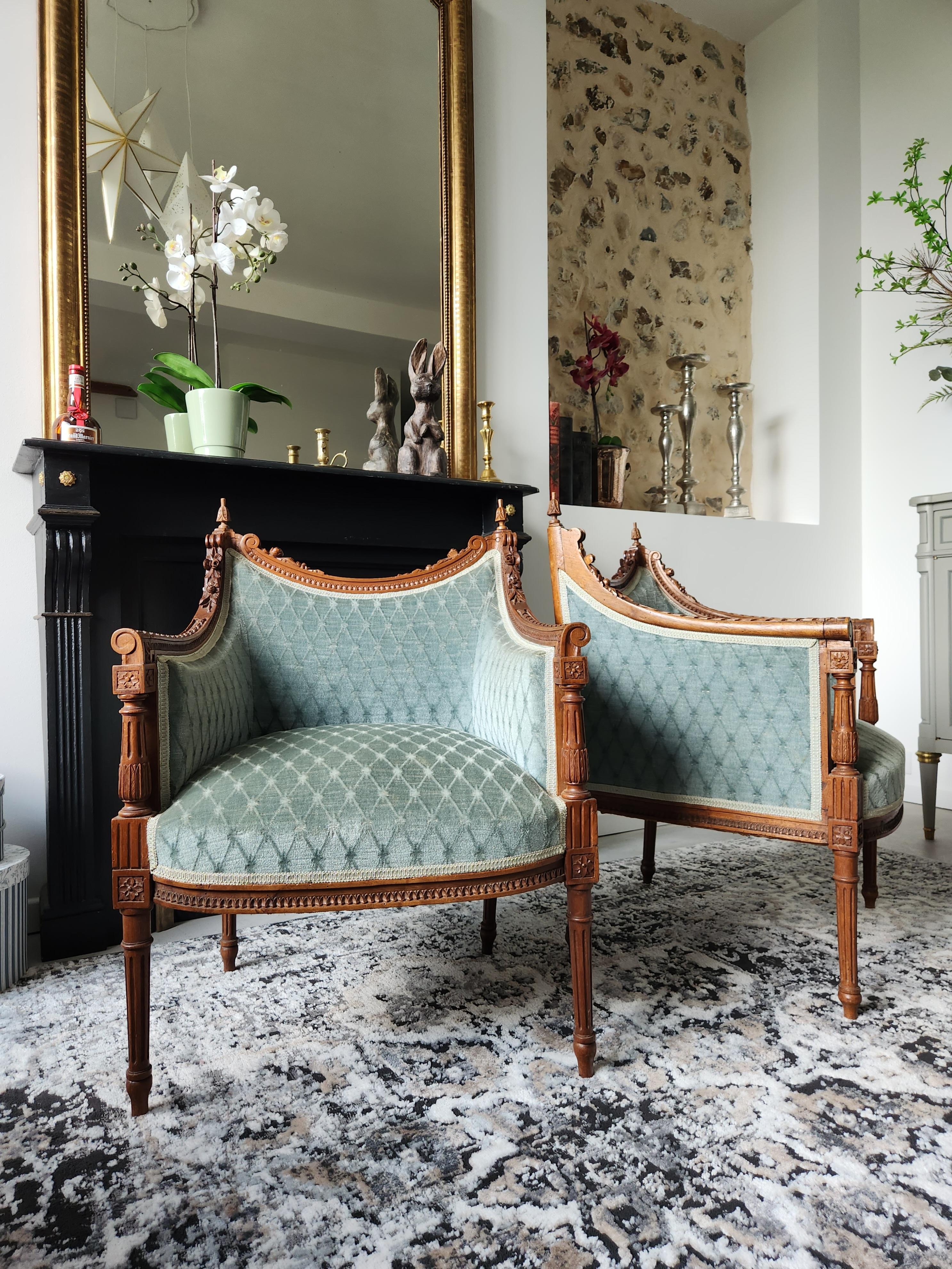 Antique French Louis XVI Pair Of Armchair, 19th Century In Good Condition For Sale In Senonches, Centre-Val de Loire