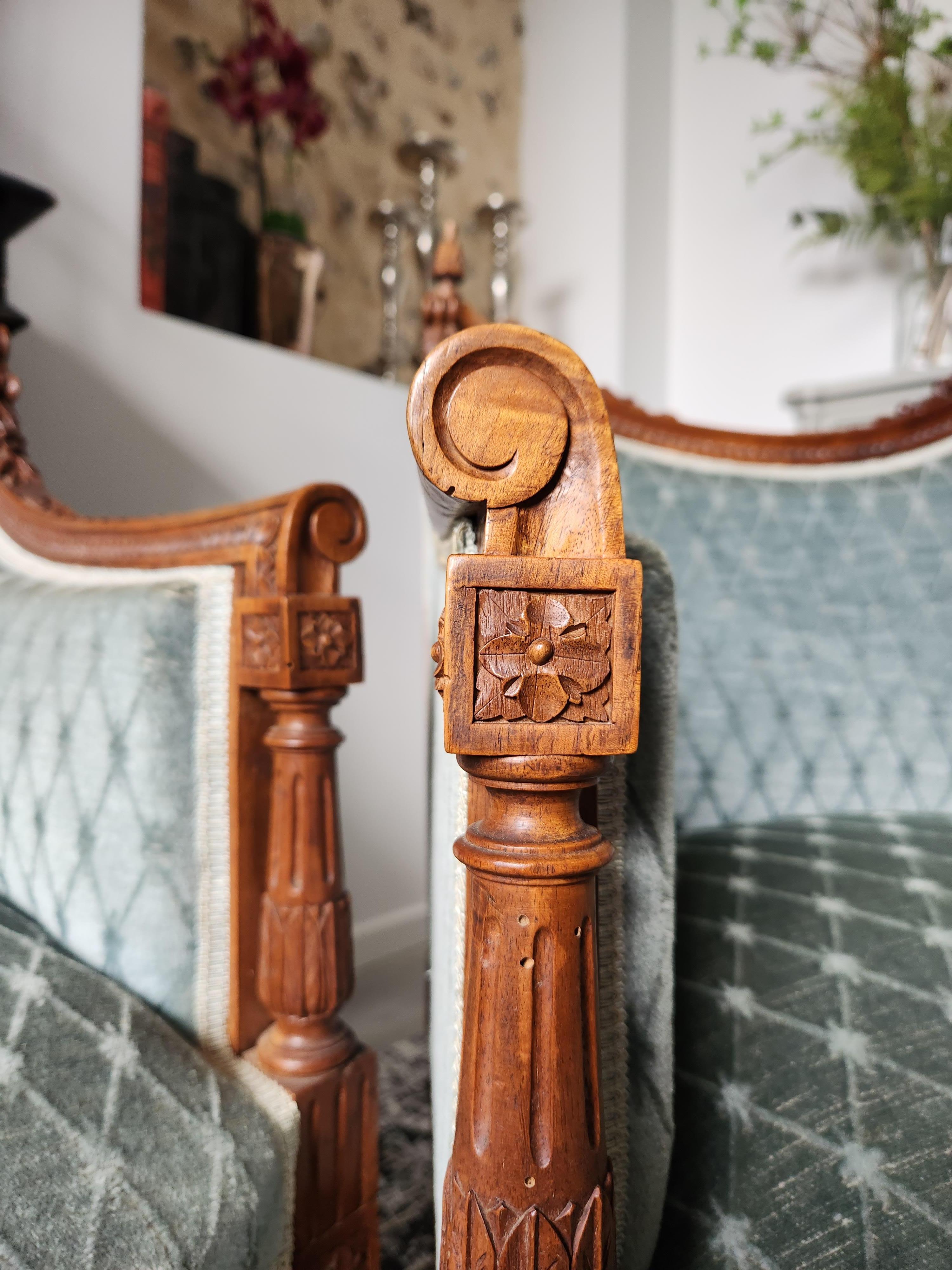 Antique French Louis XVI Pair Of Armchair, 19th Century For Sale 3