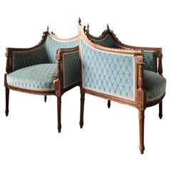Paire de fauteuils français anciens Louis XVI, 19ème siècle