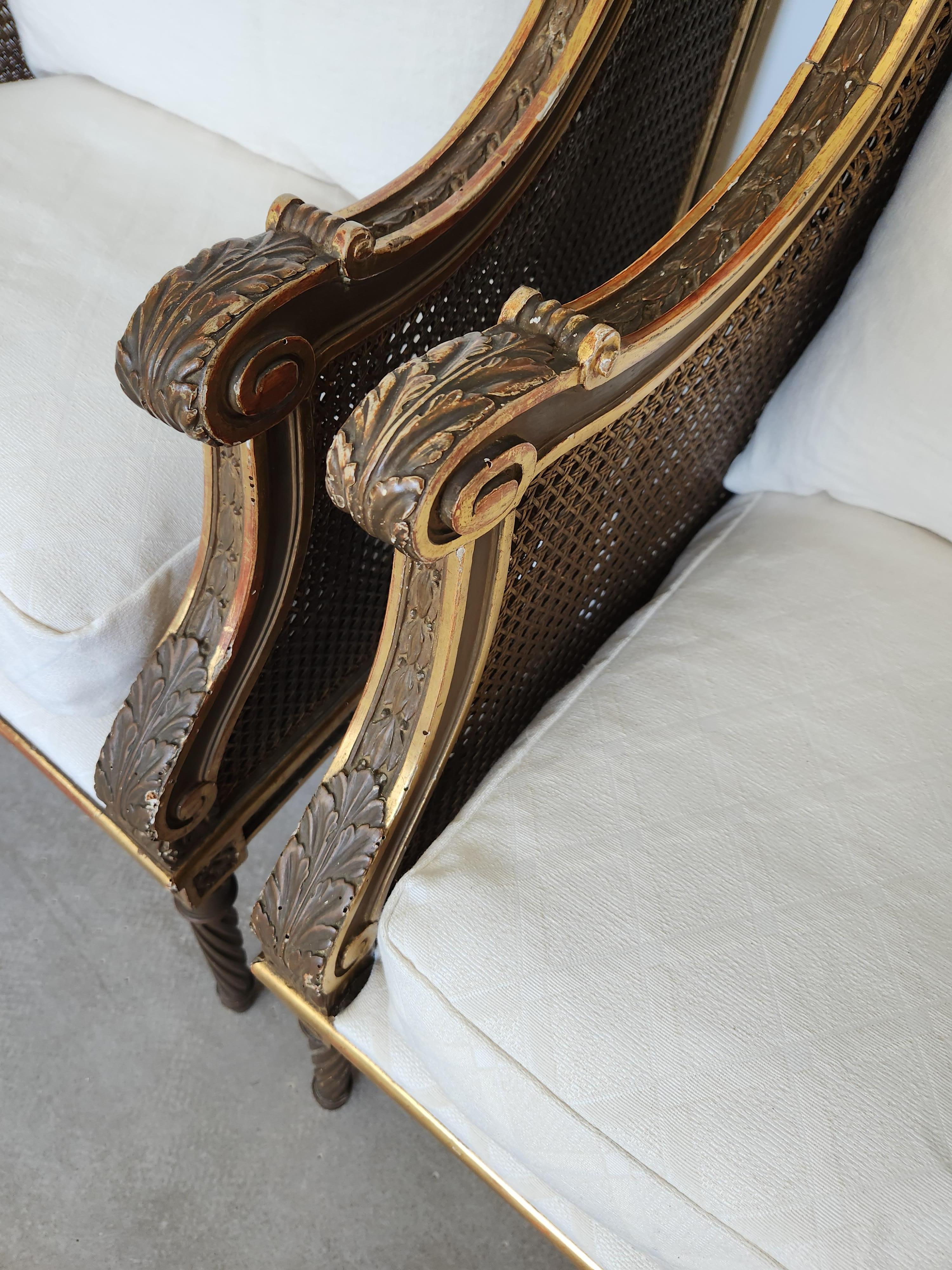 Antique French Louis XVI Pair Of Armchair, Gilded Wood, 18th Century For Sale 6