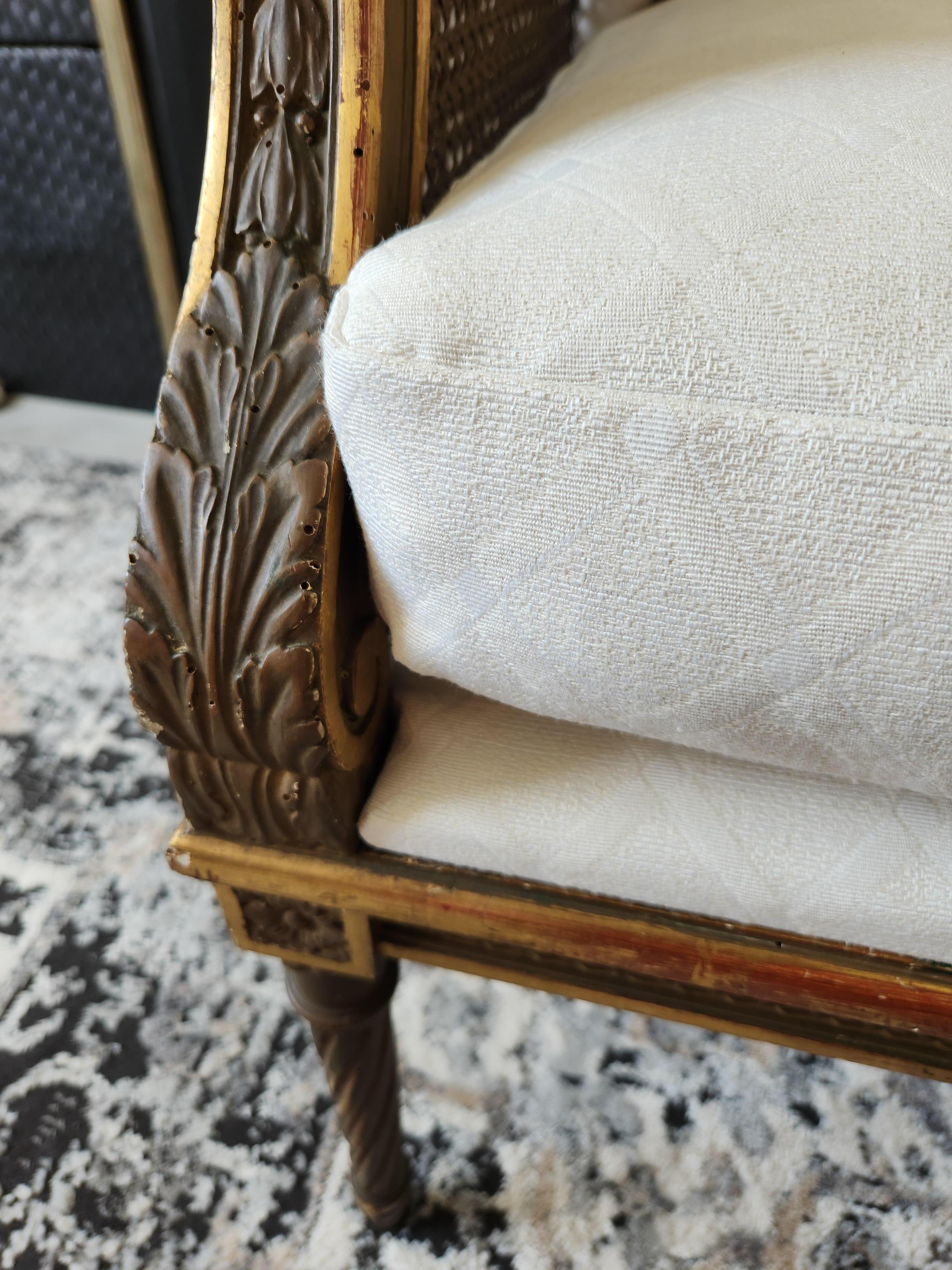 Antique French Louis XVI Pair Of Armchair, Gilded Wood, 18th Century For Sale 7