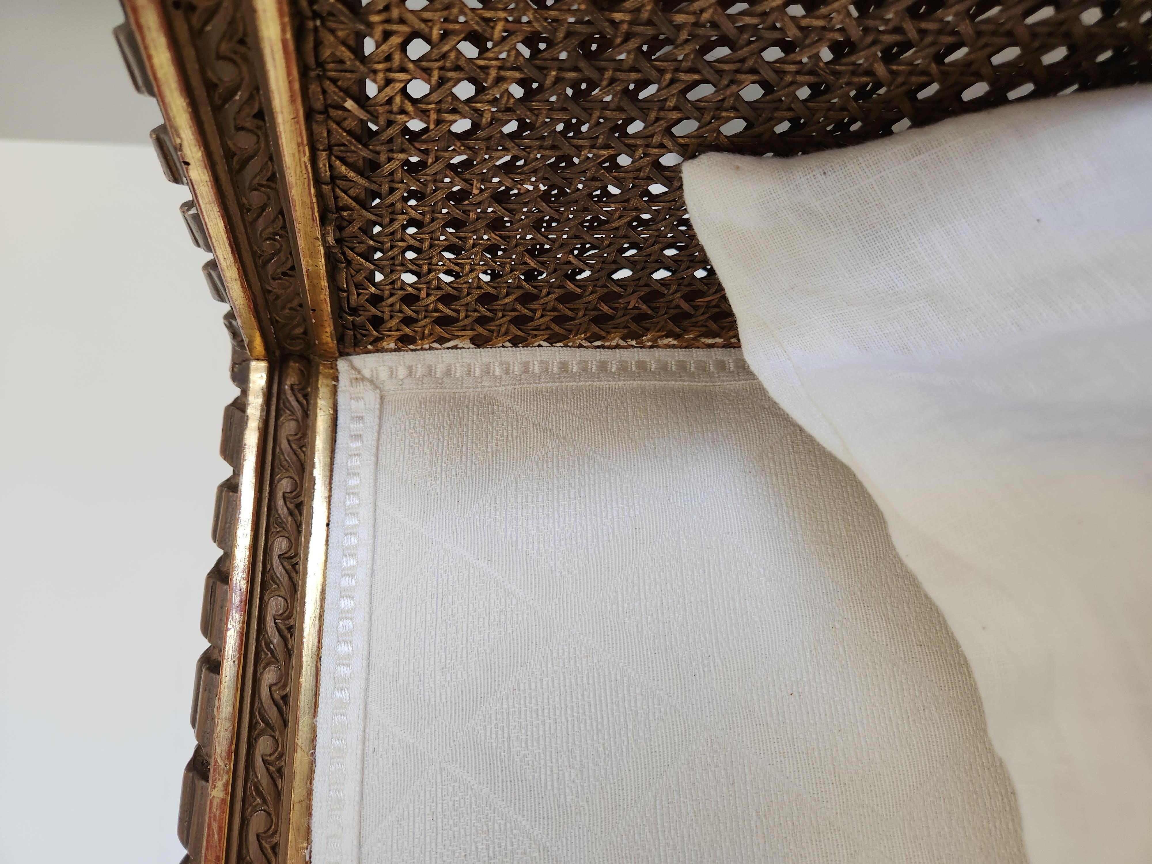Antique French Louis XVI Pair Of Armchair, Gilded Wood, 18th Century For Sale 8