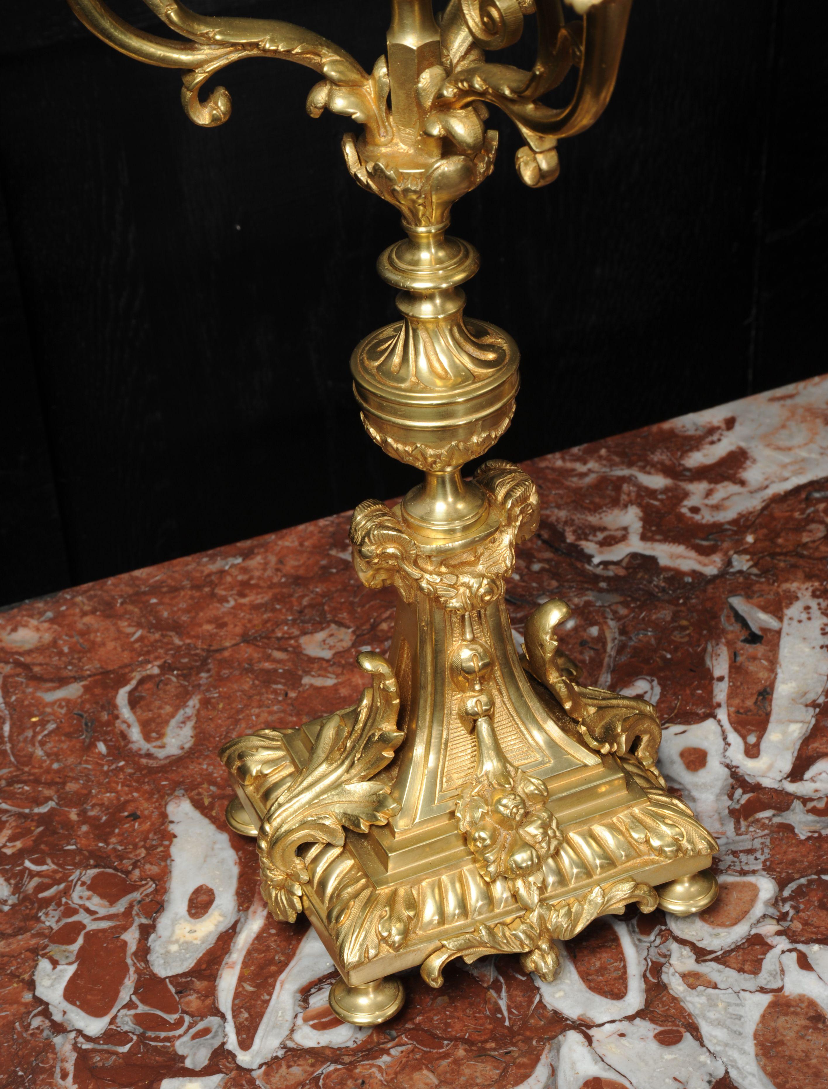 Antique French Louis XVI Pair of Gilt Bronze Candelabra 3