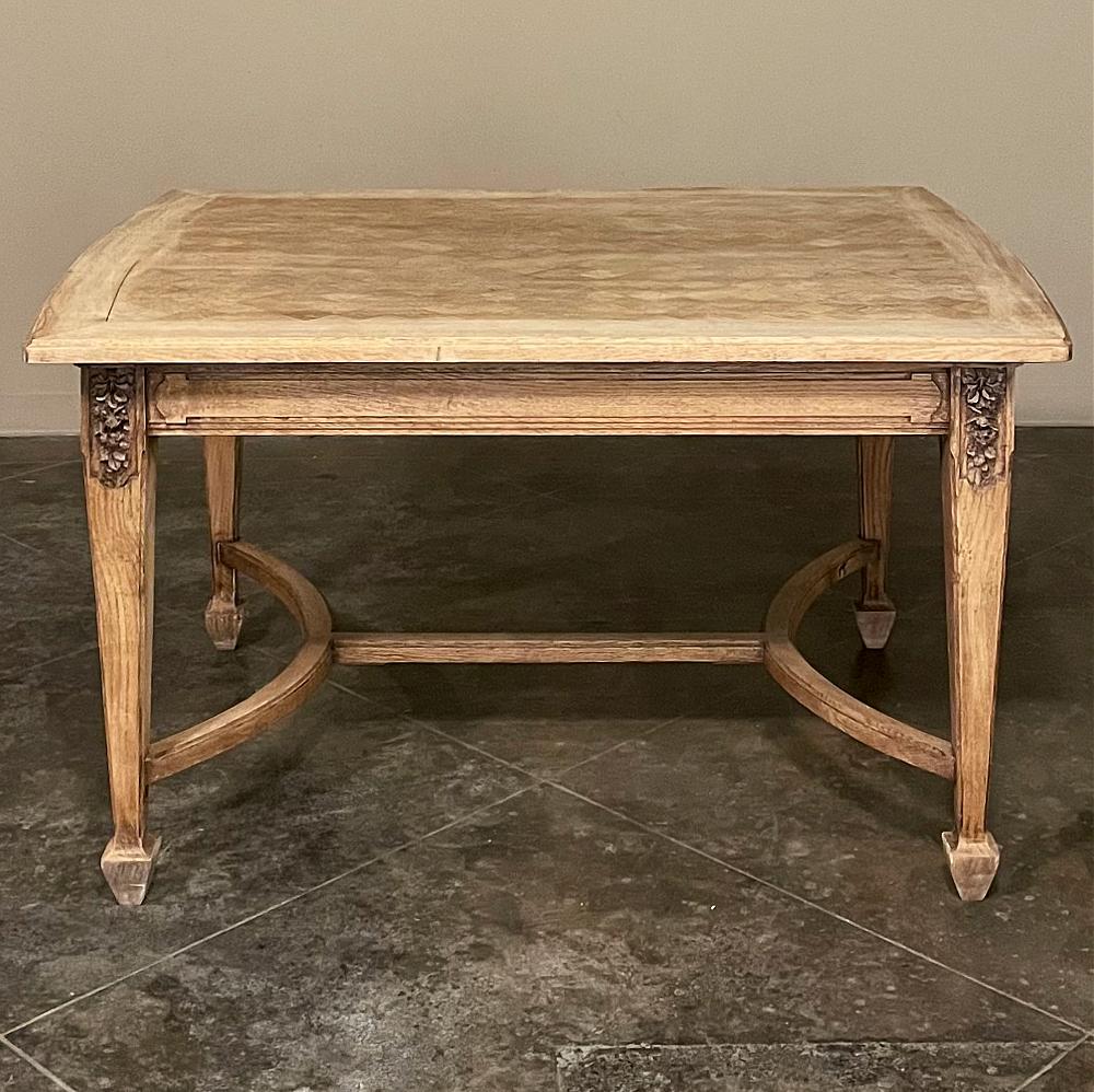 Antique French Louis XVI Parquet Table in Stripped Oak For Sale 5