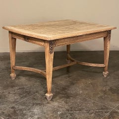 Antique French Louis XVI Parquet Table in Stripped Oak