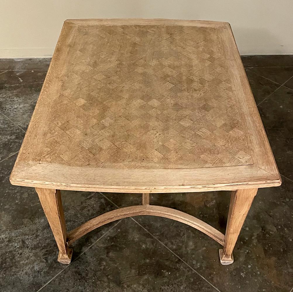 Antique French Louis XVI Parquet Table in Stripped Oak For Sale 3
