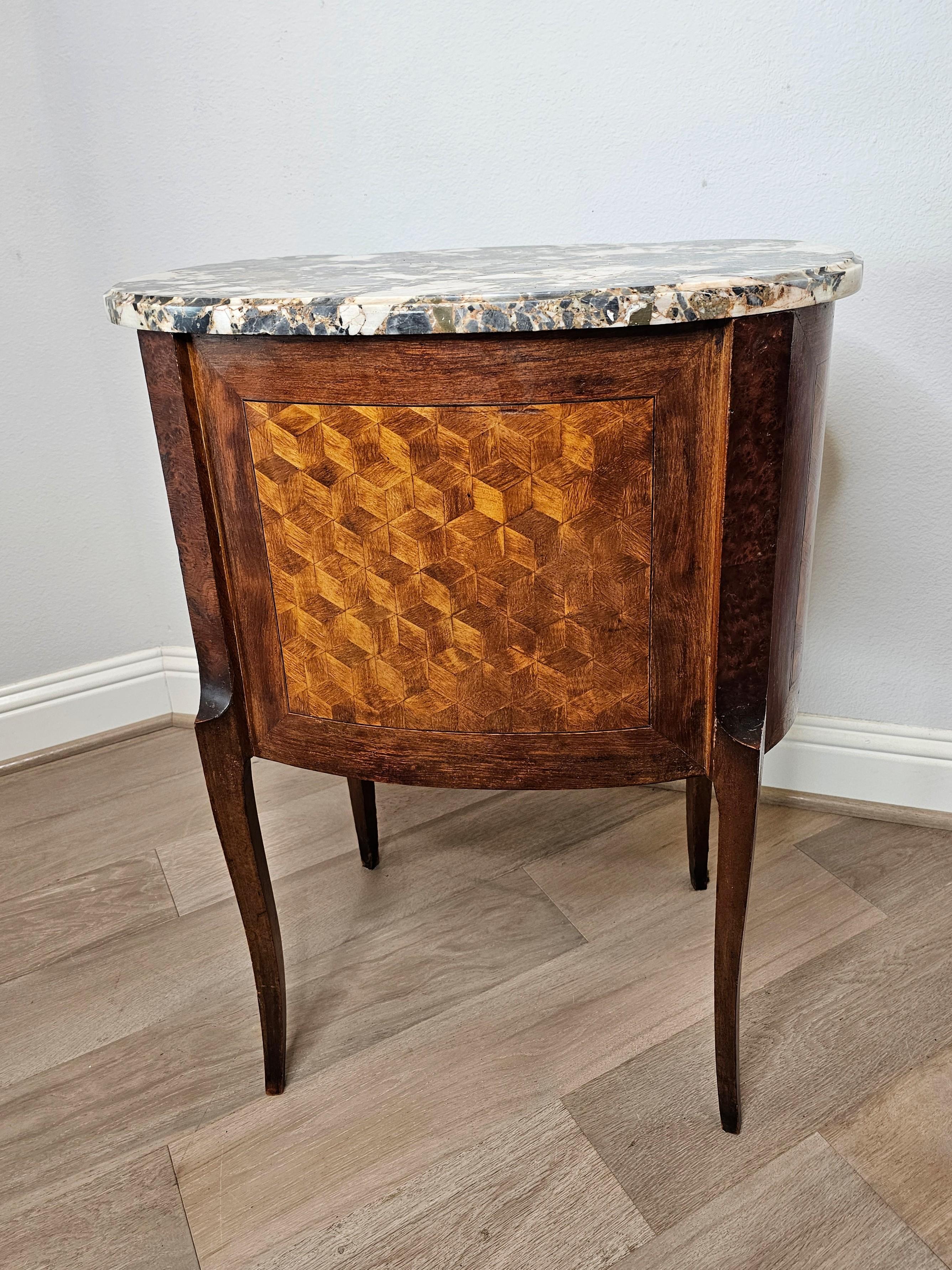 Antique French Louis XVI Parquetry Inlaid Nightstand Side Table 5