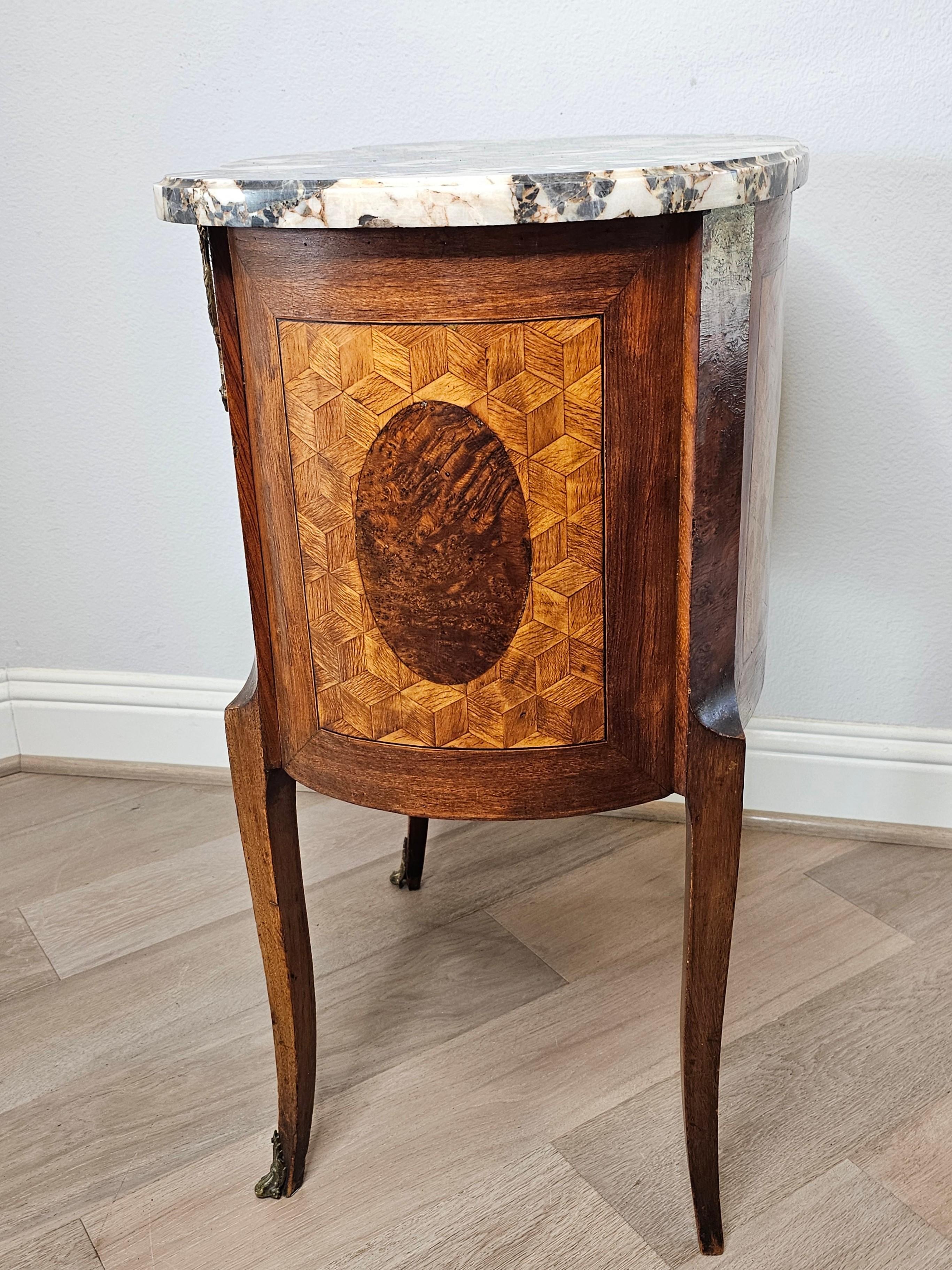 Antique French Louis XVI Parquetry Inlaid Nightstand Side Table 6