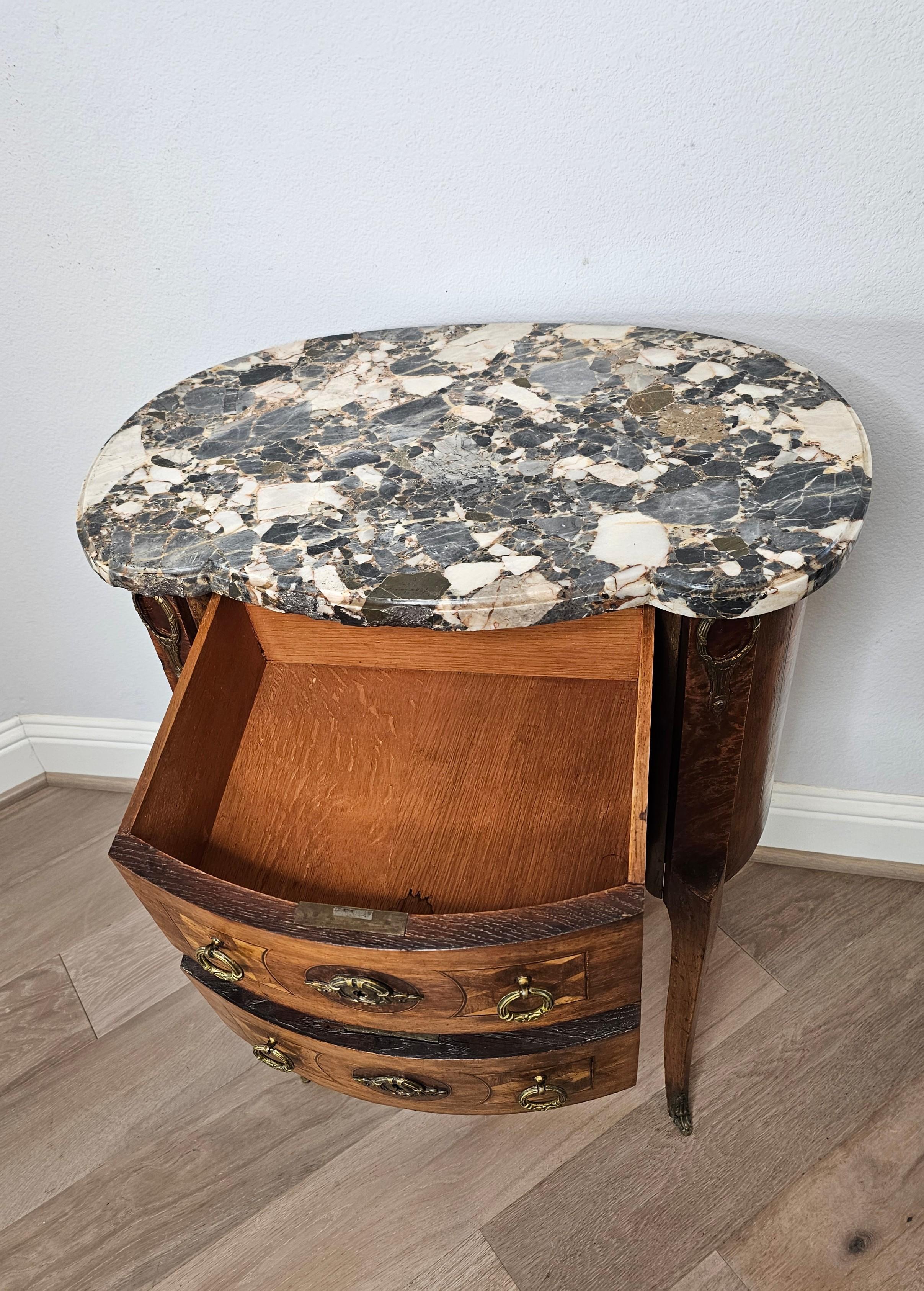 Antique French Louis XVI Parquetry Inlaid Nightstand Side Table 9