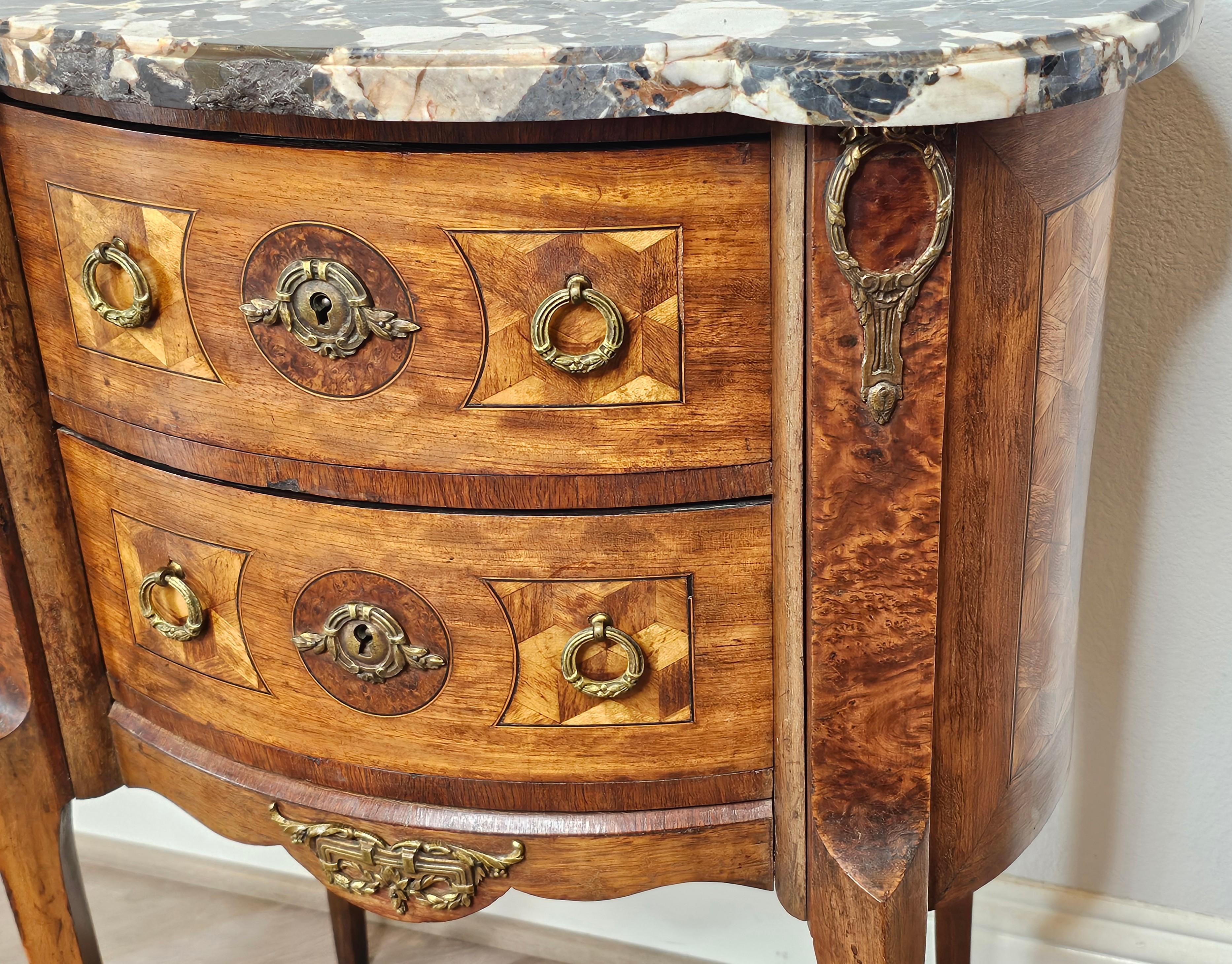 Antique French Louis XVI Parquetry Inlaid Nightstand Side Table 11