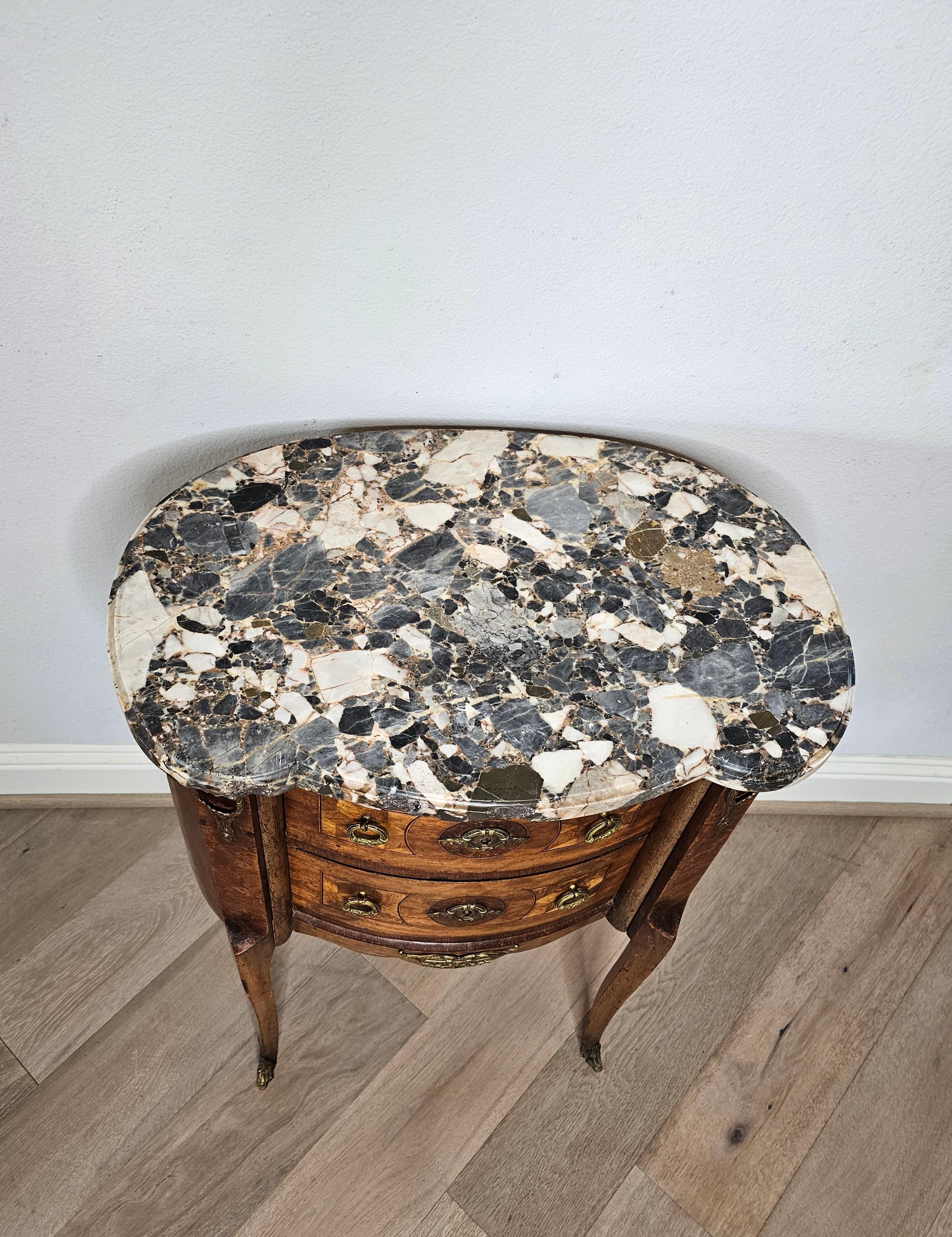 Antique French Louis XVI Parquetry Inlaid Nightstand Side Table 1